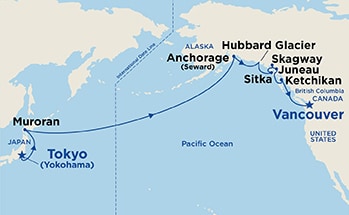 Map, image from Princess Cruises.