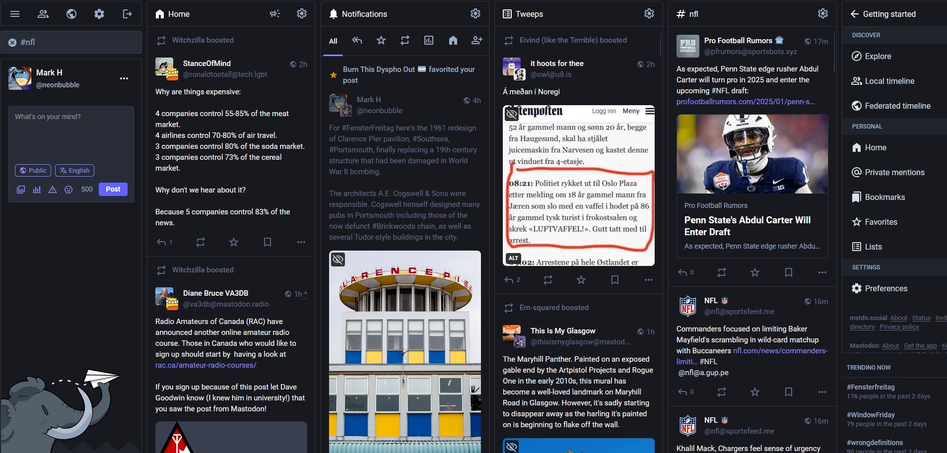 Advanced multi-column layout in Mastodon